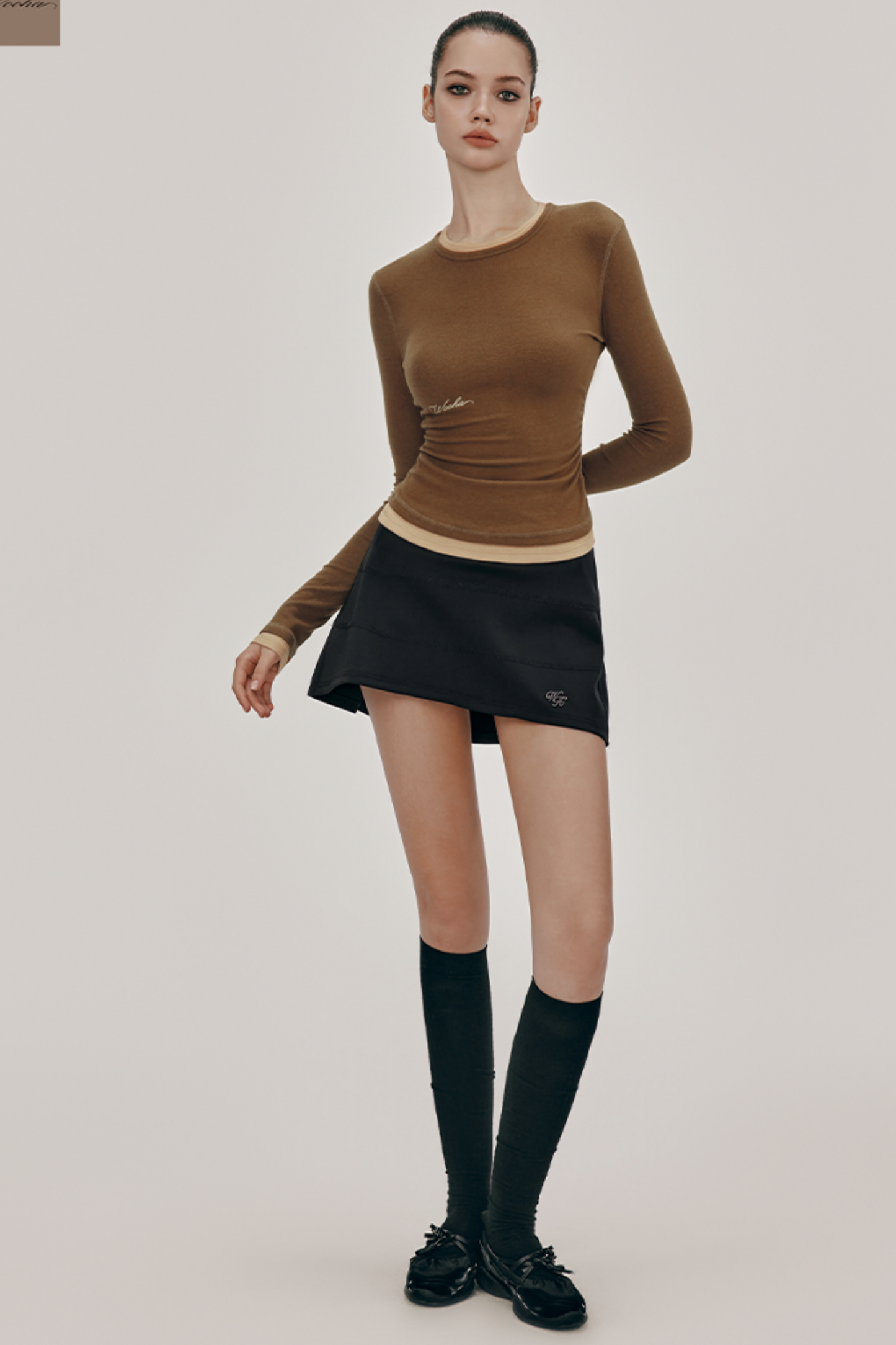 Layered Round Neck Slim Knit Top