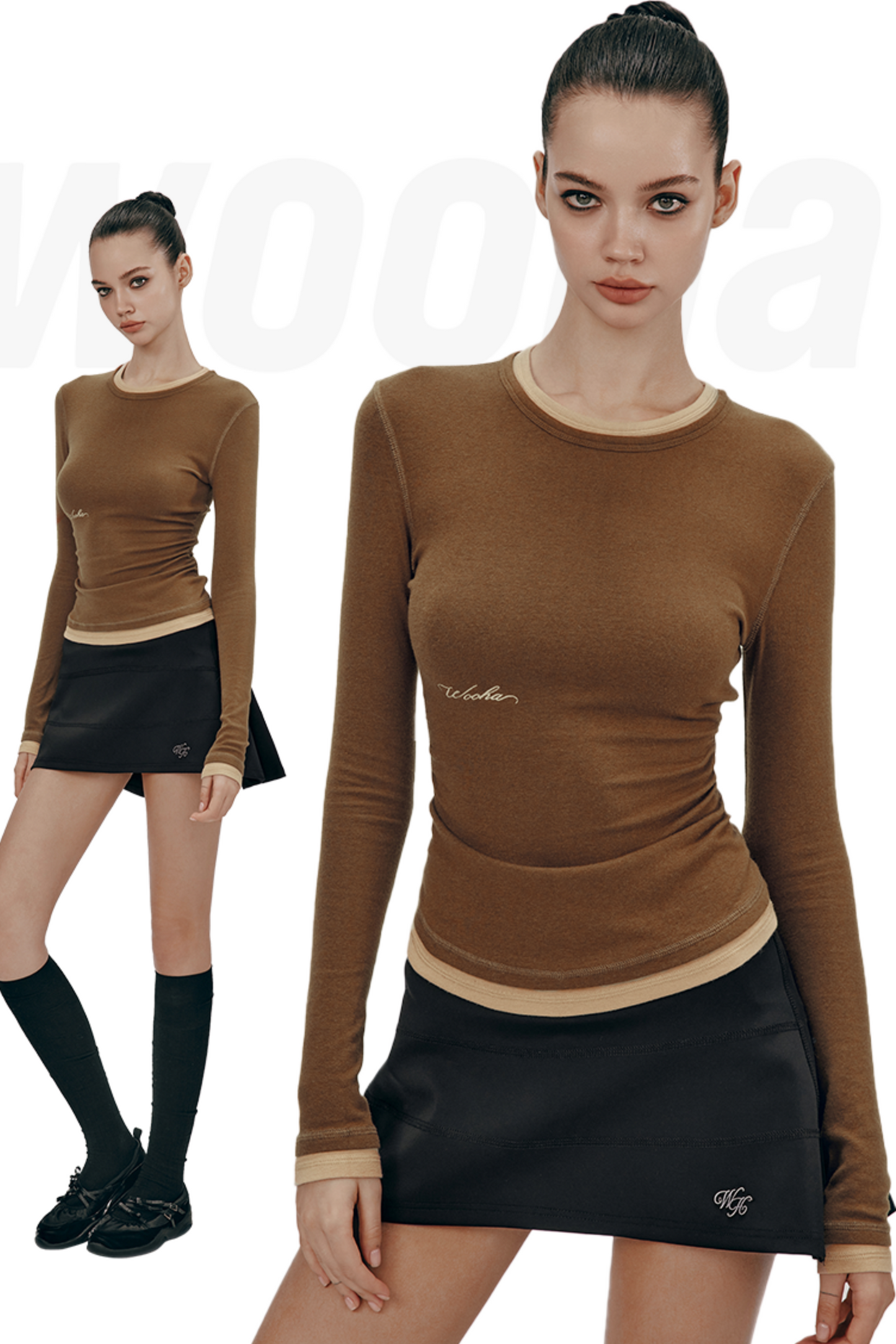 Layered Round Neck Slim Knit Top