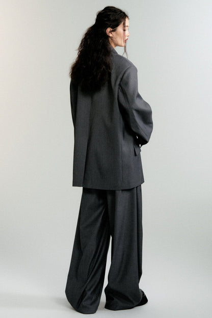 Loose Padded Shoulders Trousers Set-Up