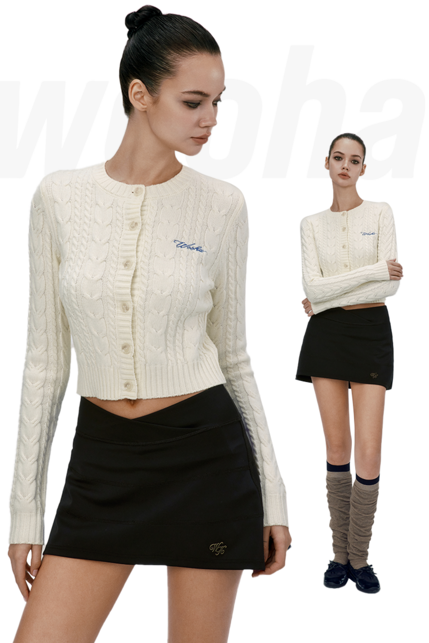 Round Neck Cable Knit Cardigan