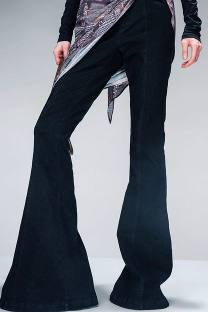 Silk Scarf Slim Bootcut Denim Pants Set