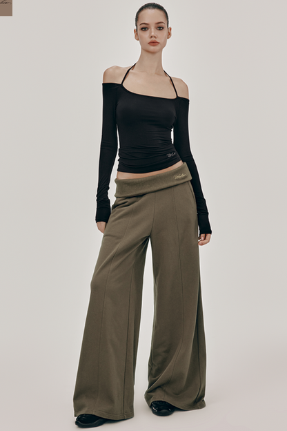 High-Waist Knit Wide Pants