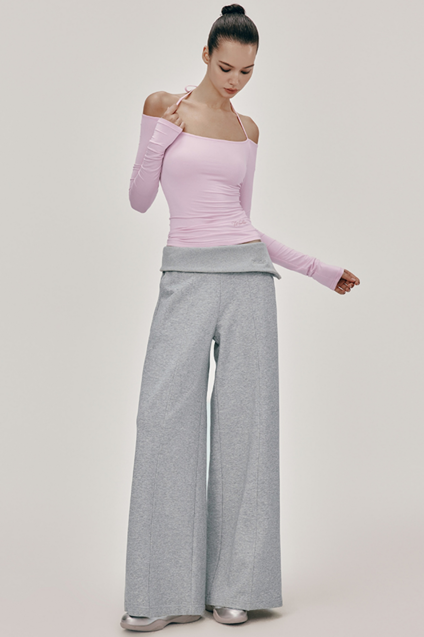 High-Waist Knit Wide Pants