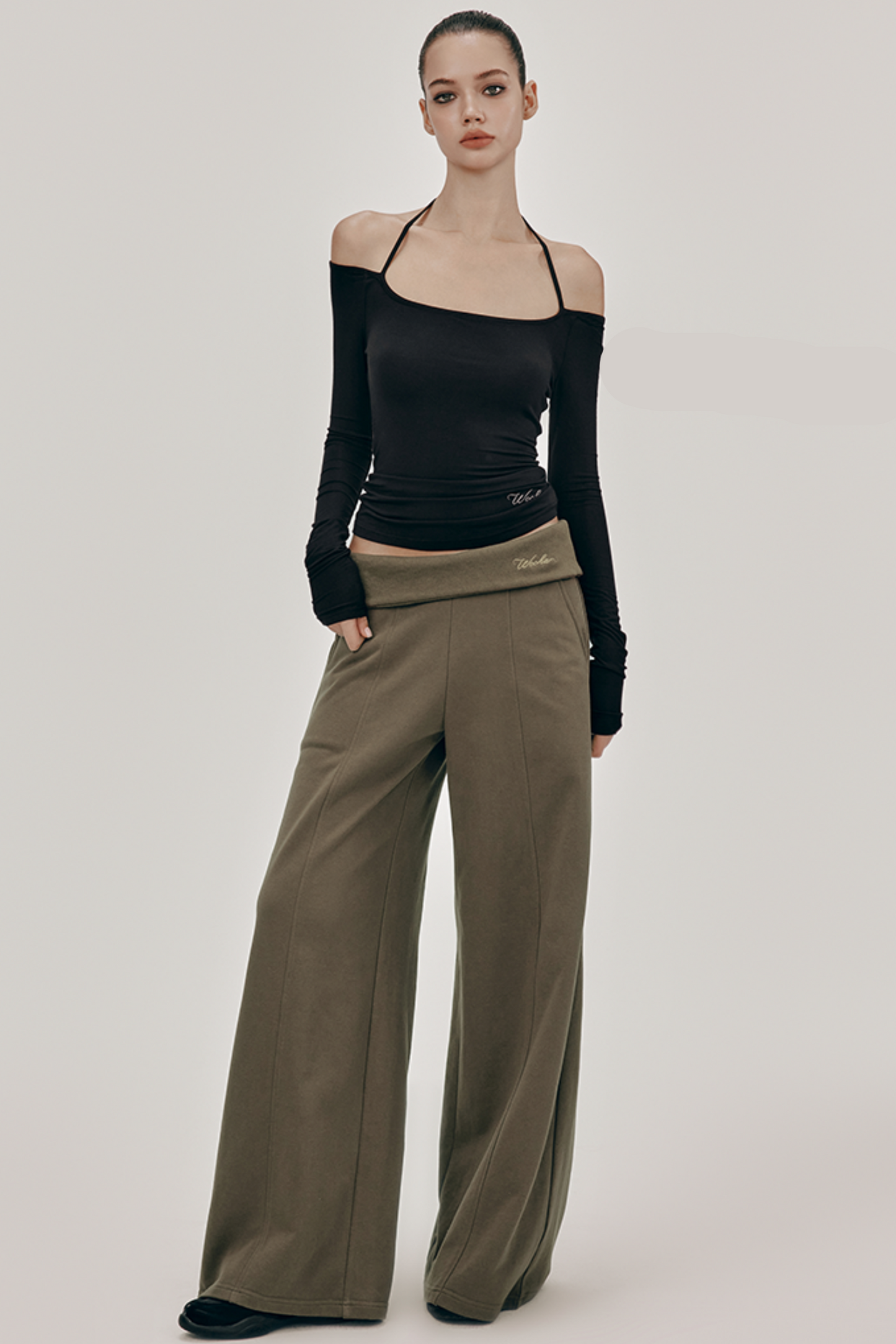 High-Waist Knit Wide Pants