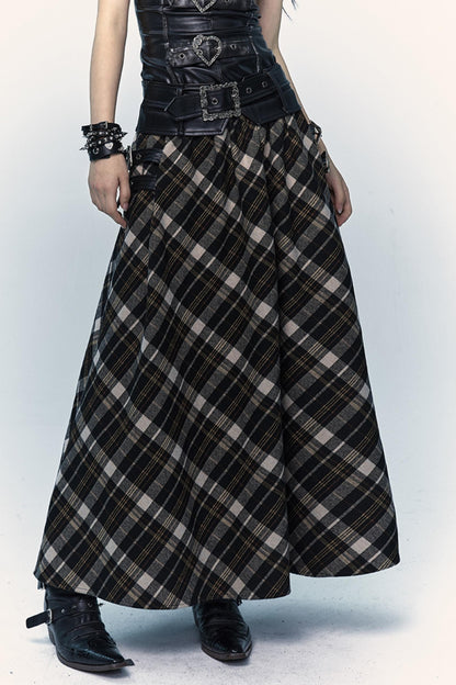 Checked Panel Maxi Skirt