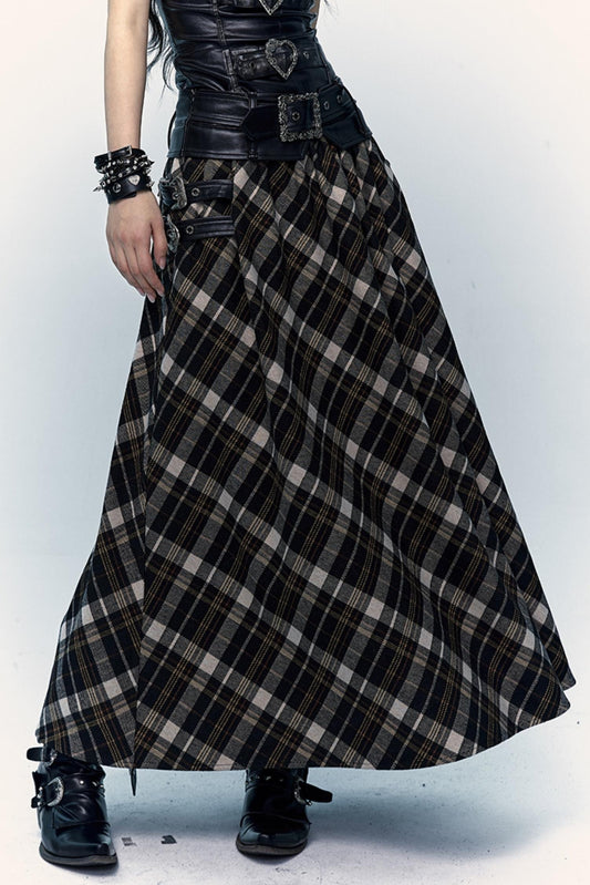 Checked Panel Maxi Skirt