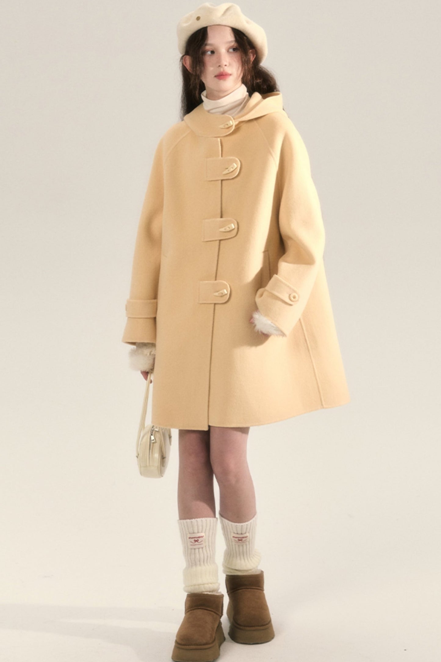 Horn Buttoned Wool Tweed Coat