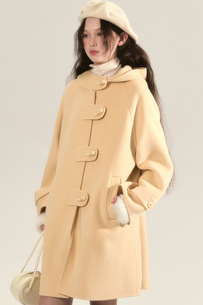 Horn Buttoned Wool Tweed Coat