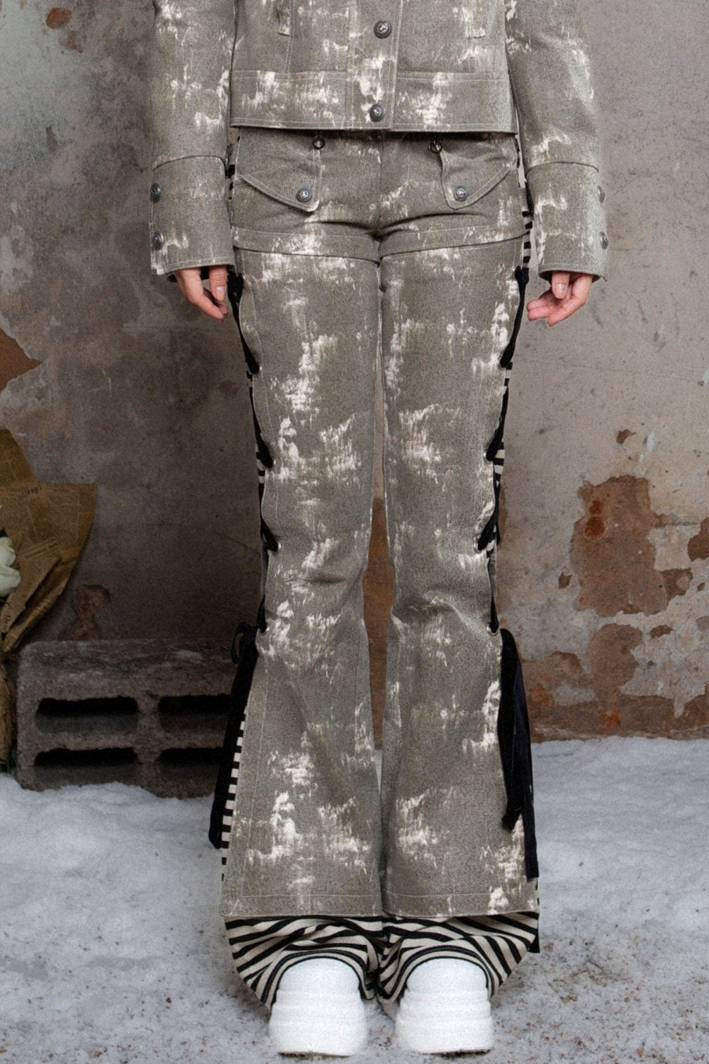 Low-Rise Straight-Leg Punk Pants