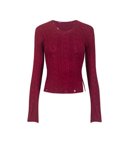 Short Slim Round Neck Sweater Top