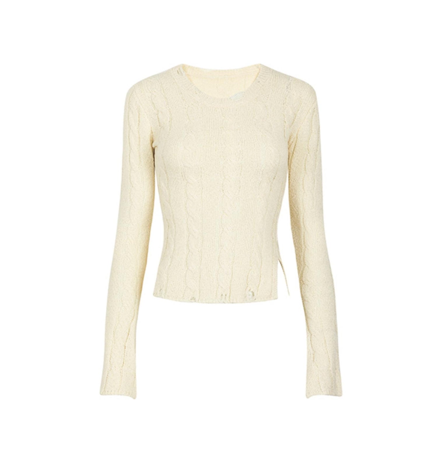 Short Slim Round Neck Sweater Top