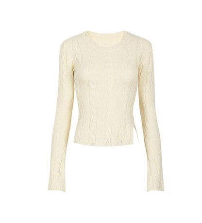 Short Slim Round Neck Sweater Top