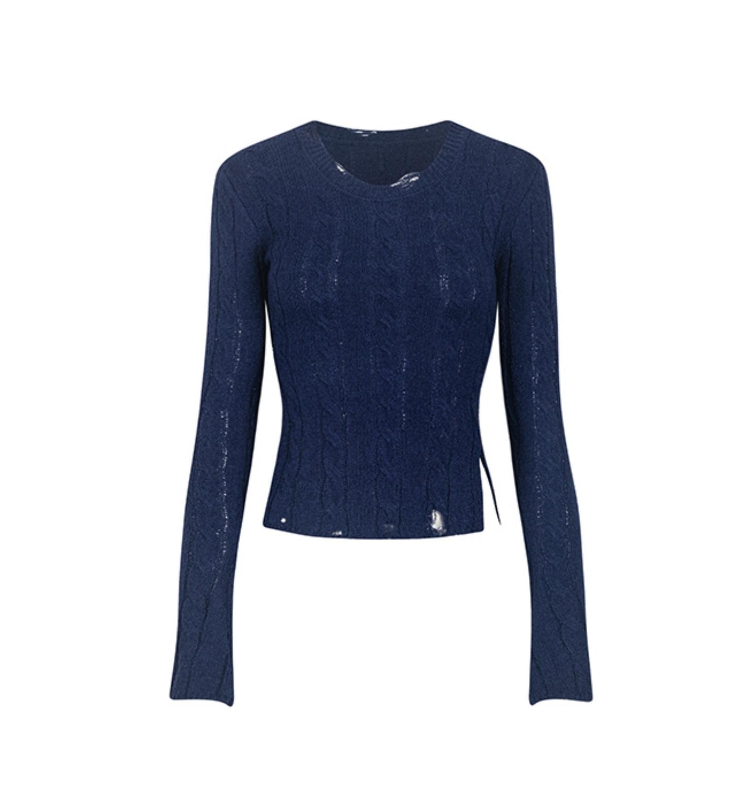 Short Slim Round Neck Sweater Top