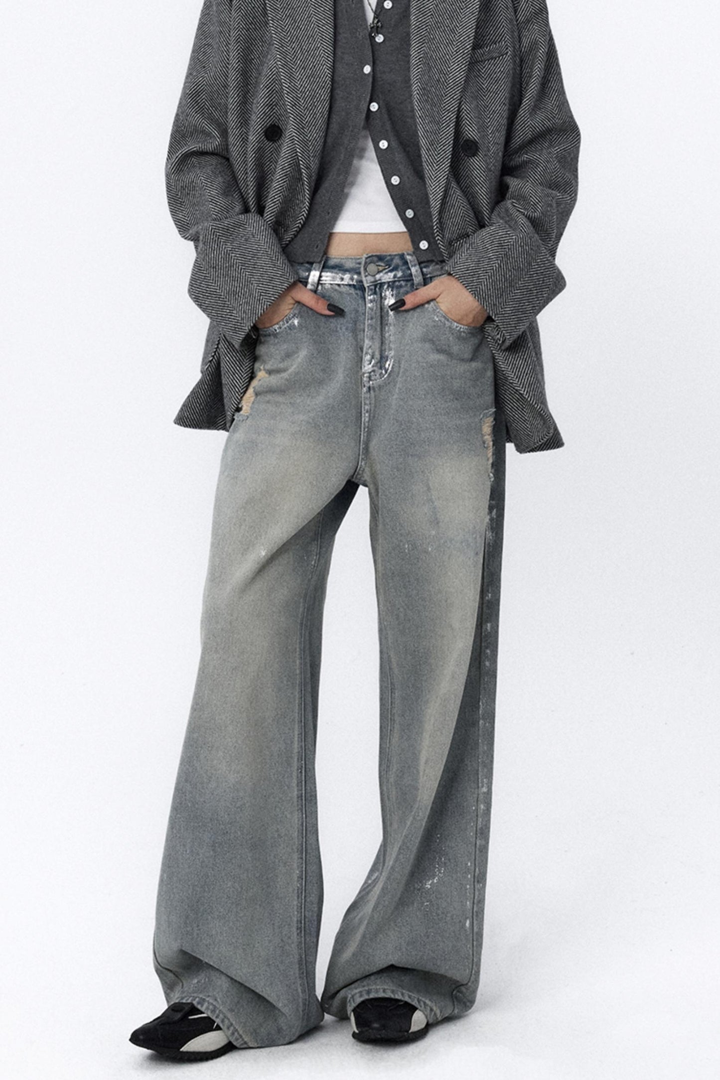 Light Blue Wide-Leg Bootcut Jeans