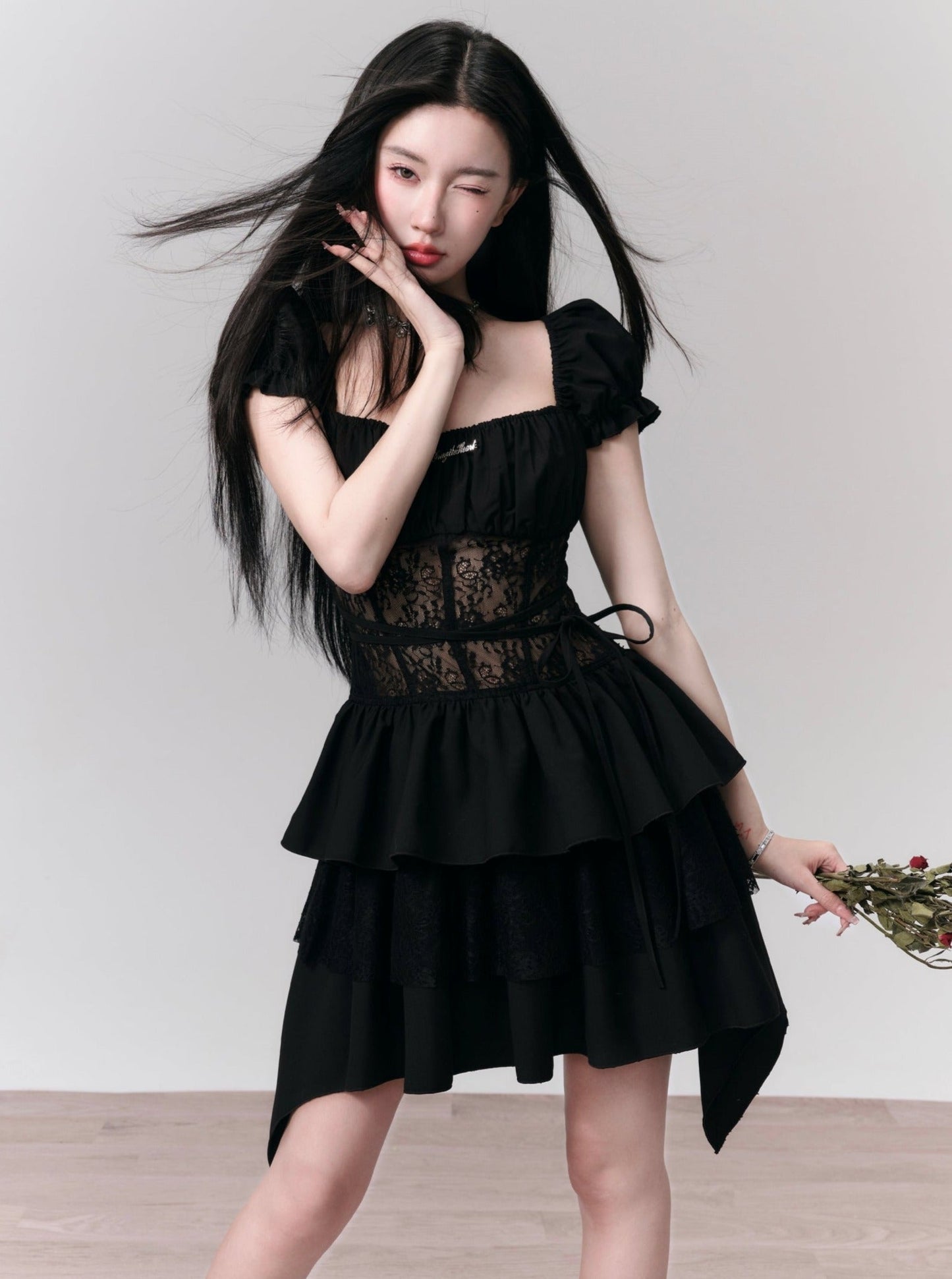 Black Romance Lace Cut-Out Dress