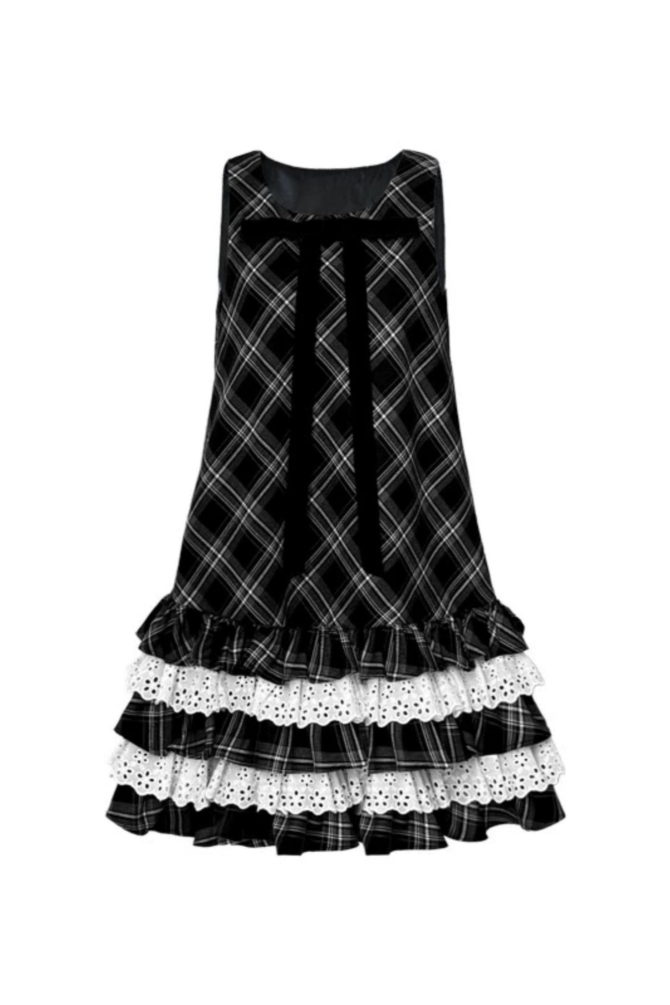 Black & White Quilted Lace Doll Dress