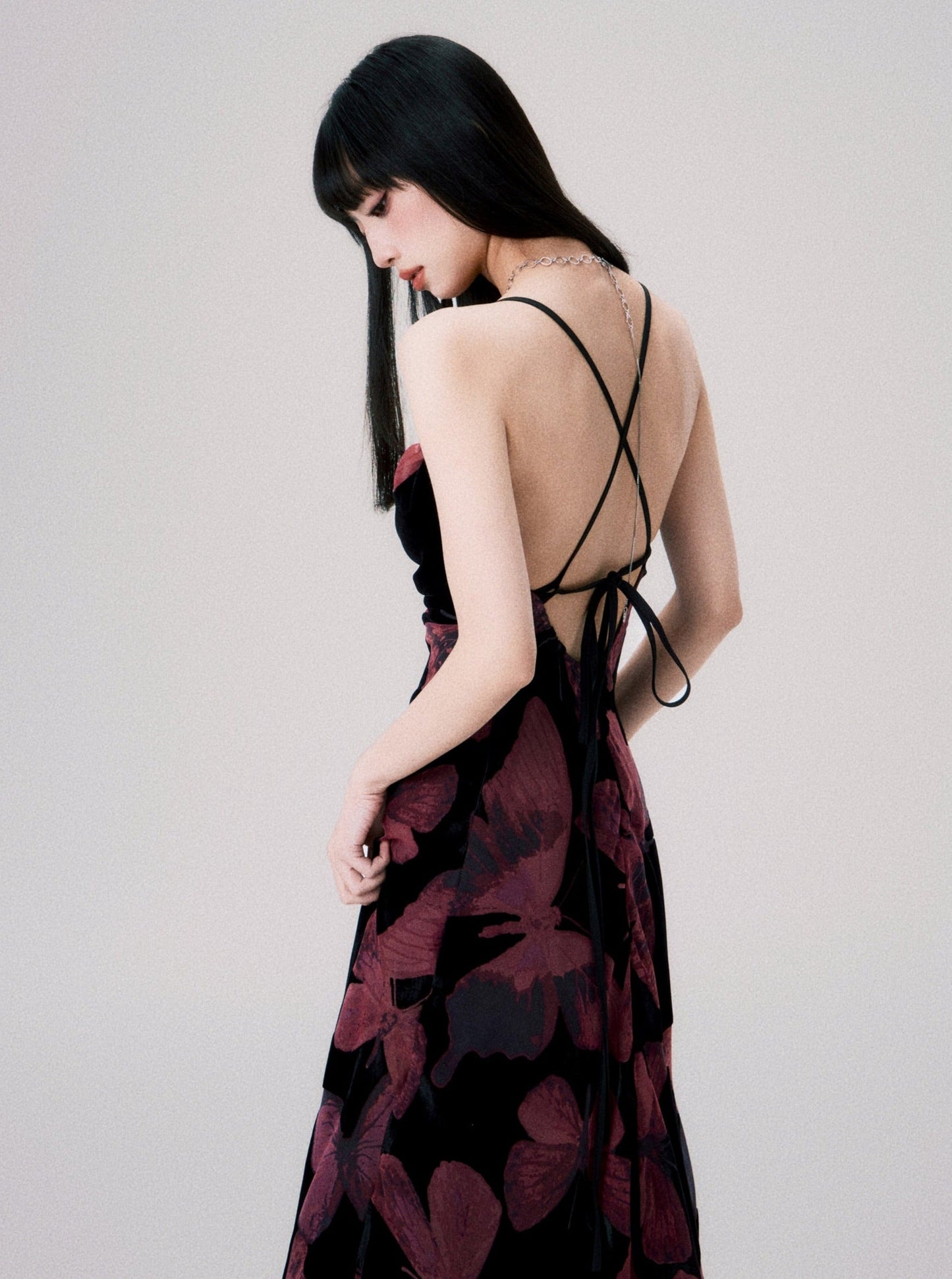 Velvet Butterfly Slip Dress