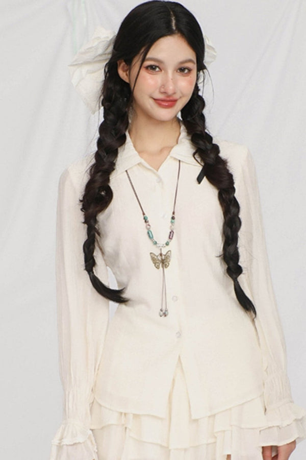 Soft Girly Irregular Skirt Top Set-Up