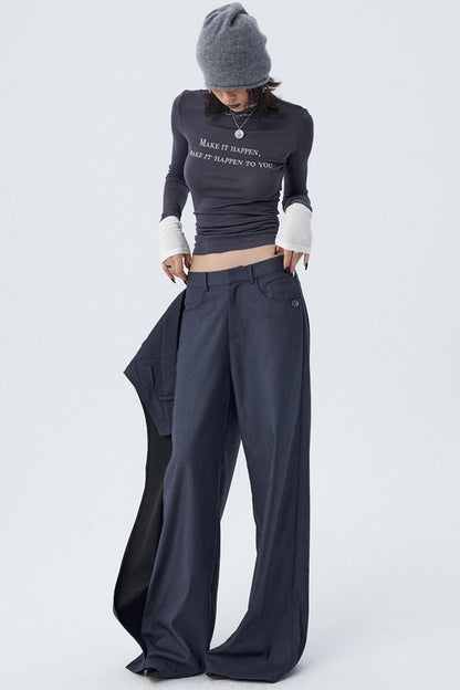 Diagonal Misaligned Loose Hakama Pants