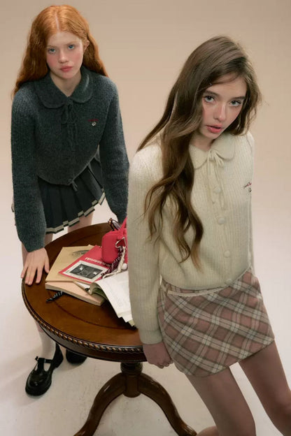 Brown Checked Woolen Skirt