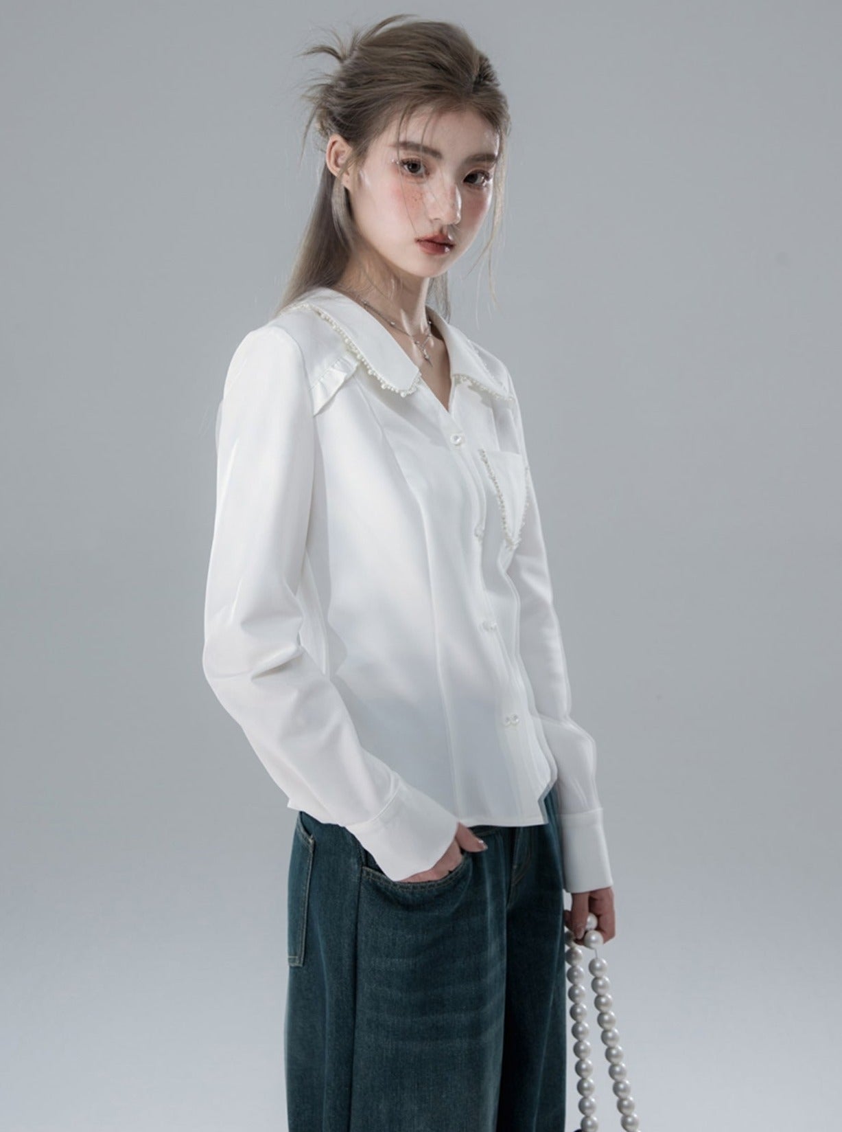 Delicate Long-Sleeved White Shirt