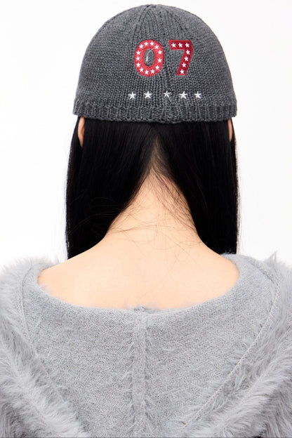 Gray Star Embroidered Wool Baseball Cap