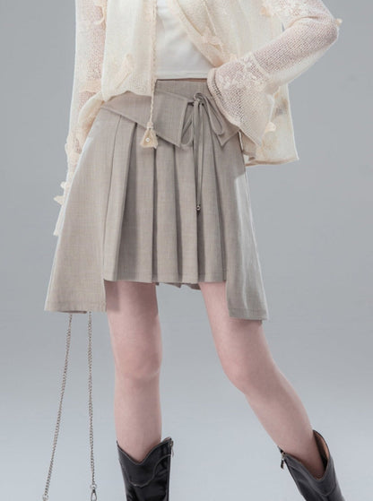 Khaki Dune Strappy Pleated Skirt