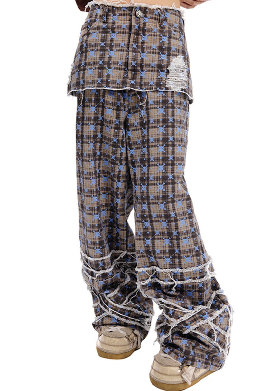 Skull Checkered Hakama Pants