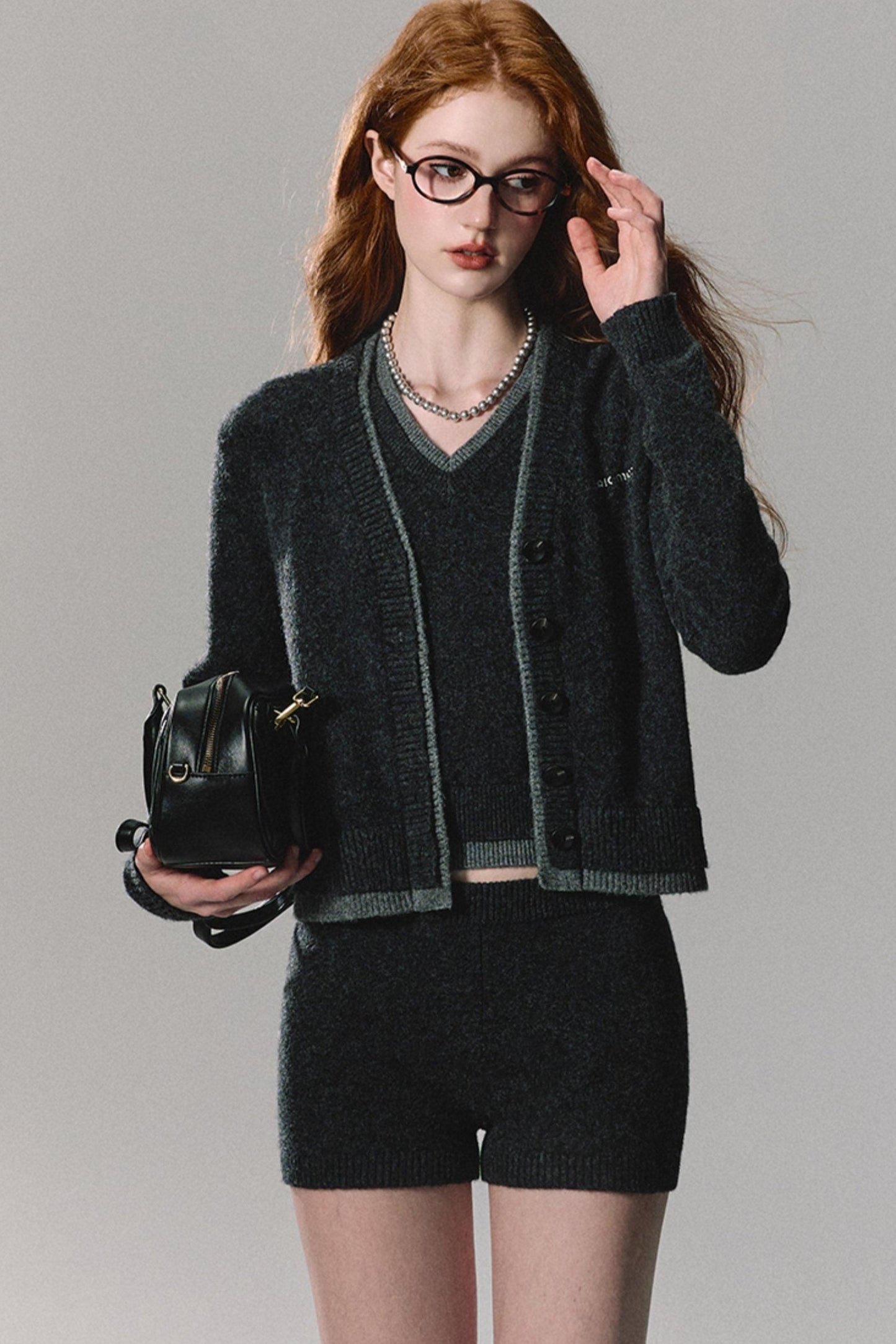 Trendy Miu Sense Knitted Cardigan Set-Up