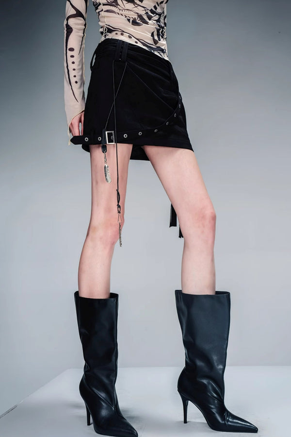 Fringed Lanyard Midi Skirt