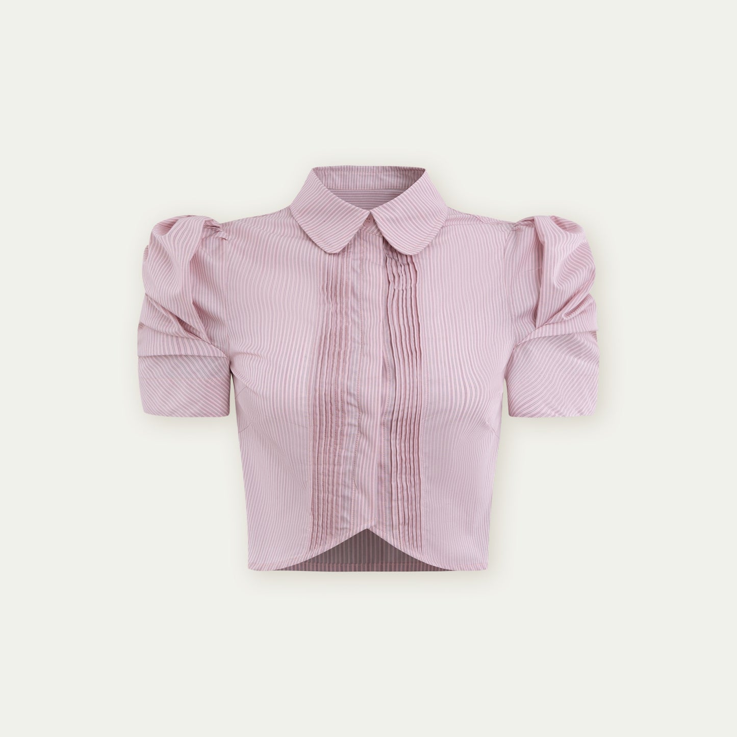 Vertical Stripe Bubble Sleeve Shirt