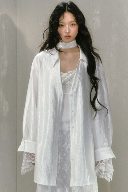 Jasmine White Lace Cut Out Shirt