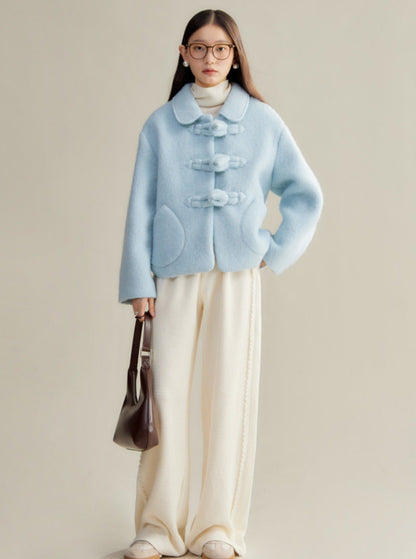 original design baby blue button coat