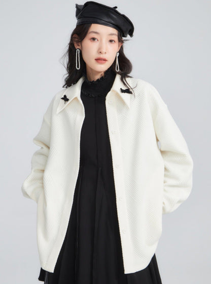 Contrasting bow Pre-Fall texture shirt