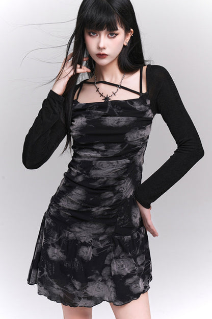 Ghost Girl Fake Two-Piece Sweet Waist Dress