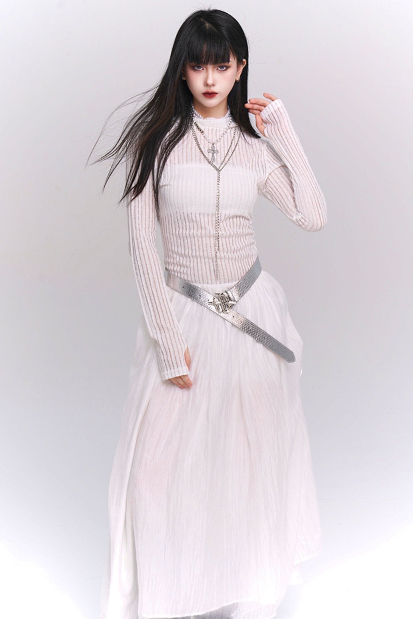 White Long-Sleeve Moonlight Dress