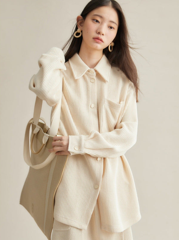 texture two-piece suit knitted set