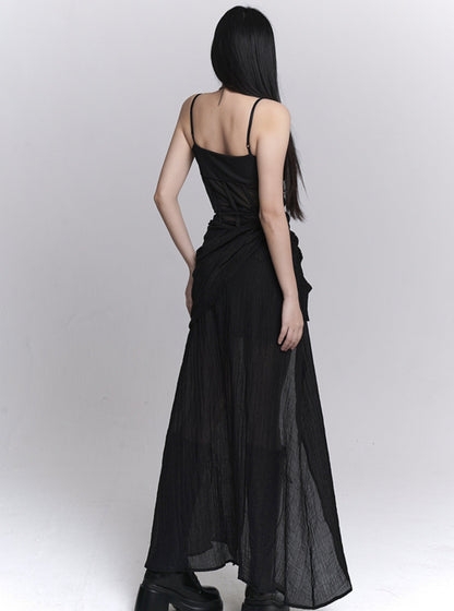 Adult Elegant Black Slip Dress