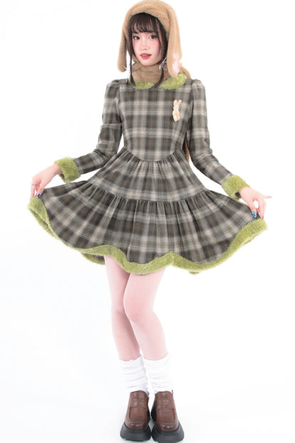 Petal Check Pattern Dress