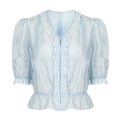 Lace Detail Feminine Trim Blouse