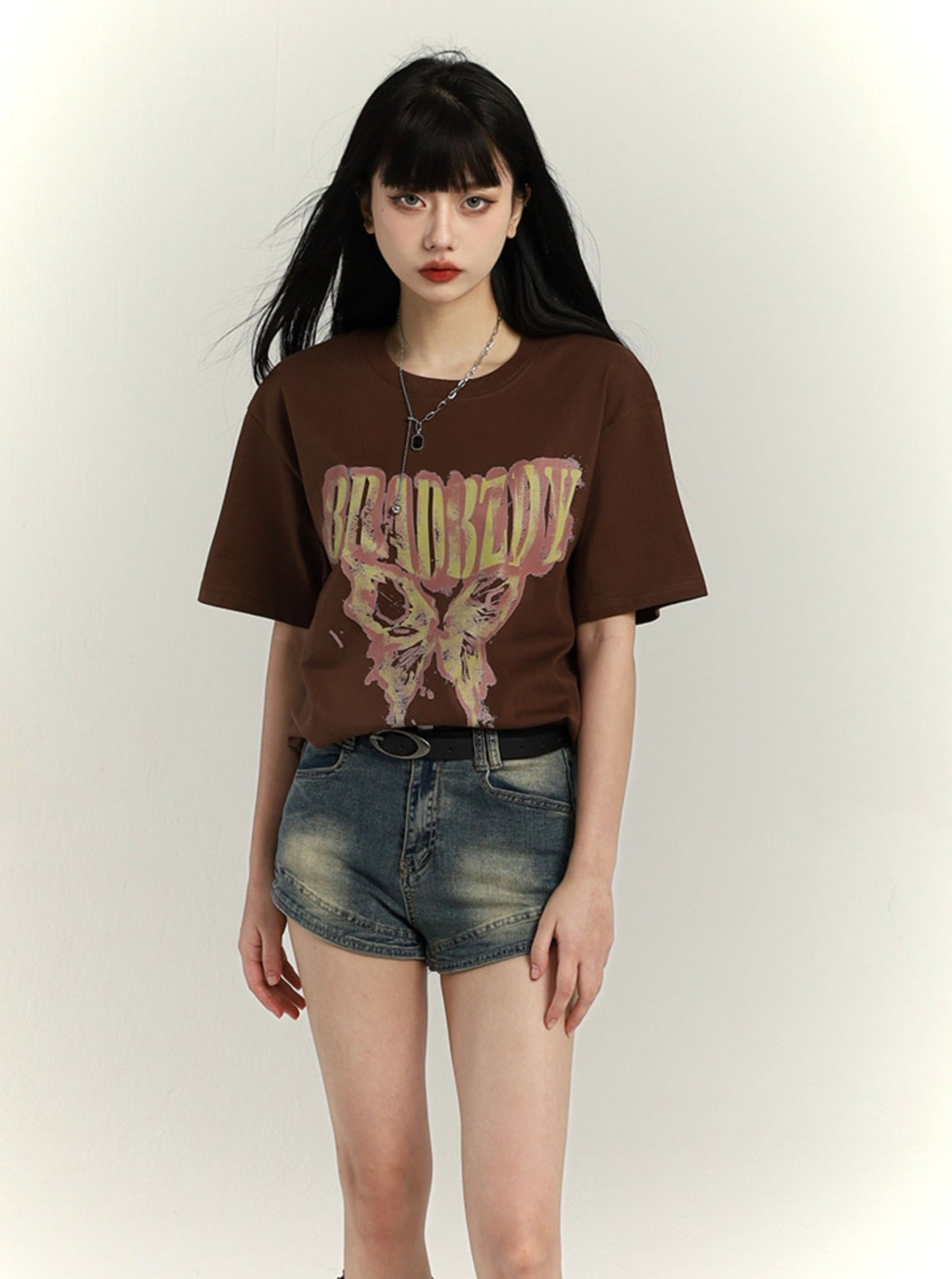 Loose Mid-length Bottoms T-Shirt