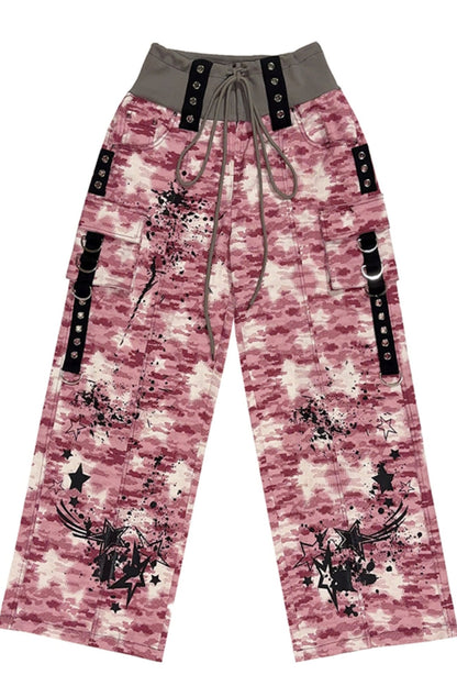 Camouflage Graphic Print Denim