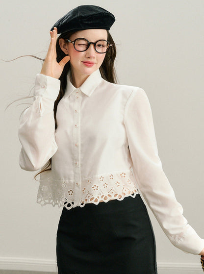 MIU Lace Skirt Shirt Set-Up