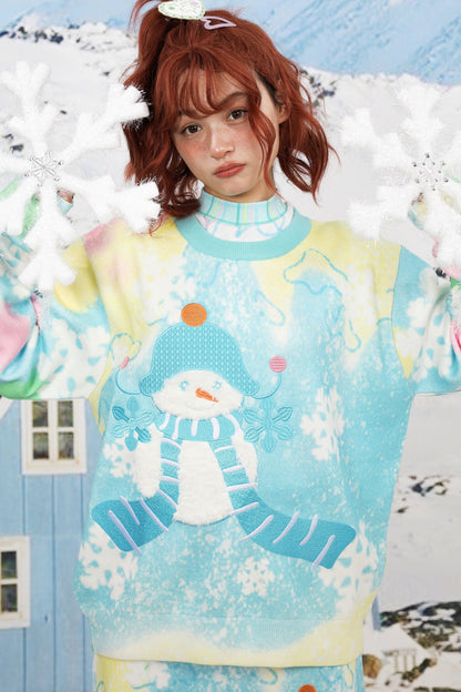 Snowman Pattern Knit Sweater