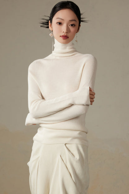 Merino Wool Turtleneck Sweater Top