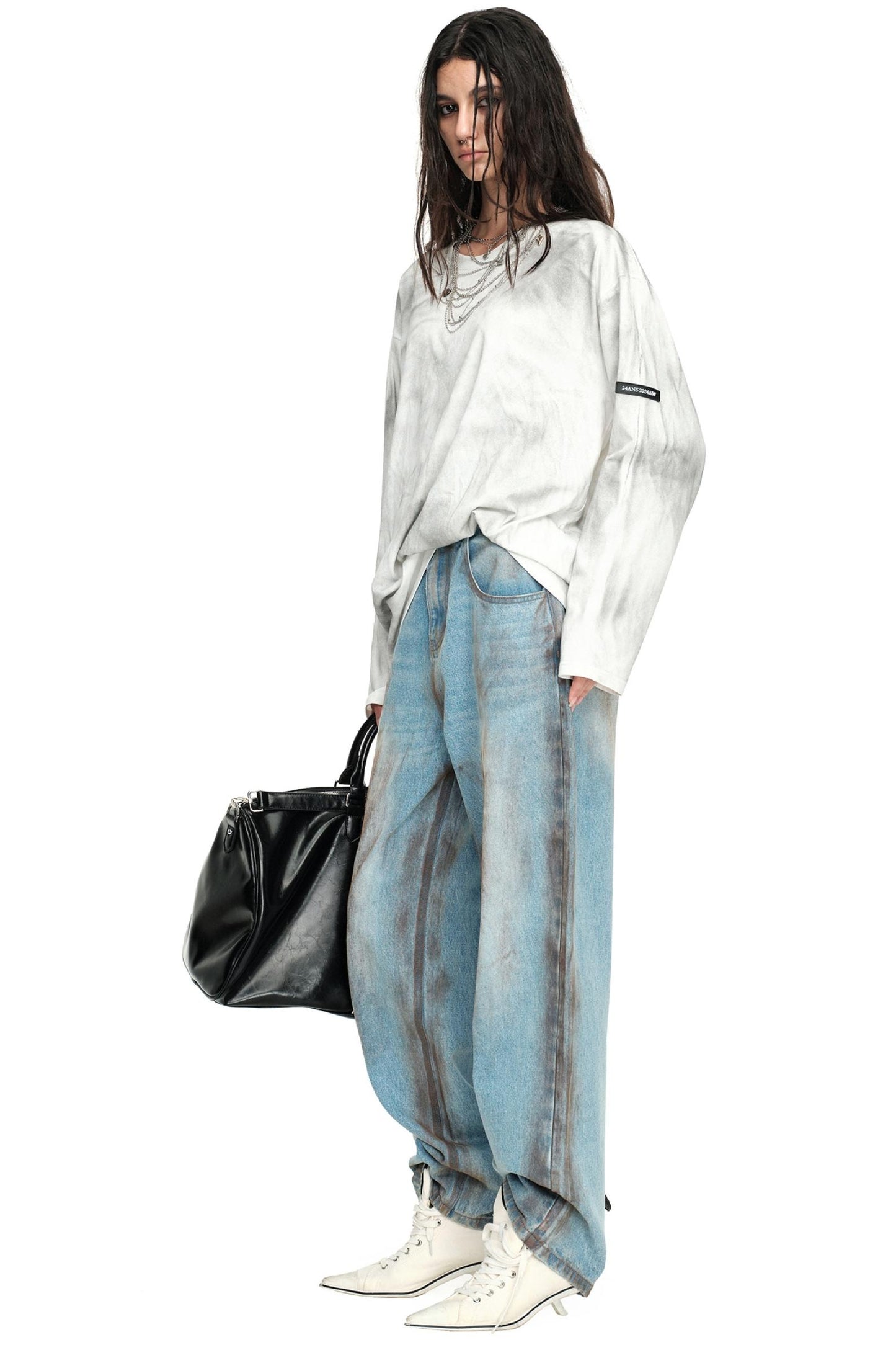 Oversized Distressed Long T-Shirt