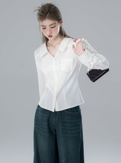 Delicate Long-Sleeved White Shirt