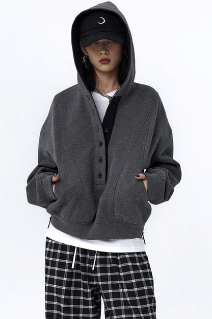 Split Hooded Fleece Sweater