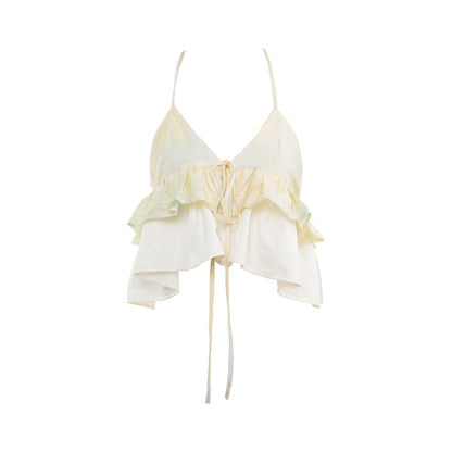 Romantic V-Neck Color Block Top