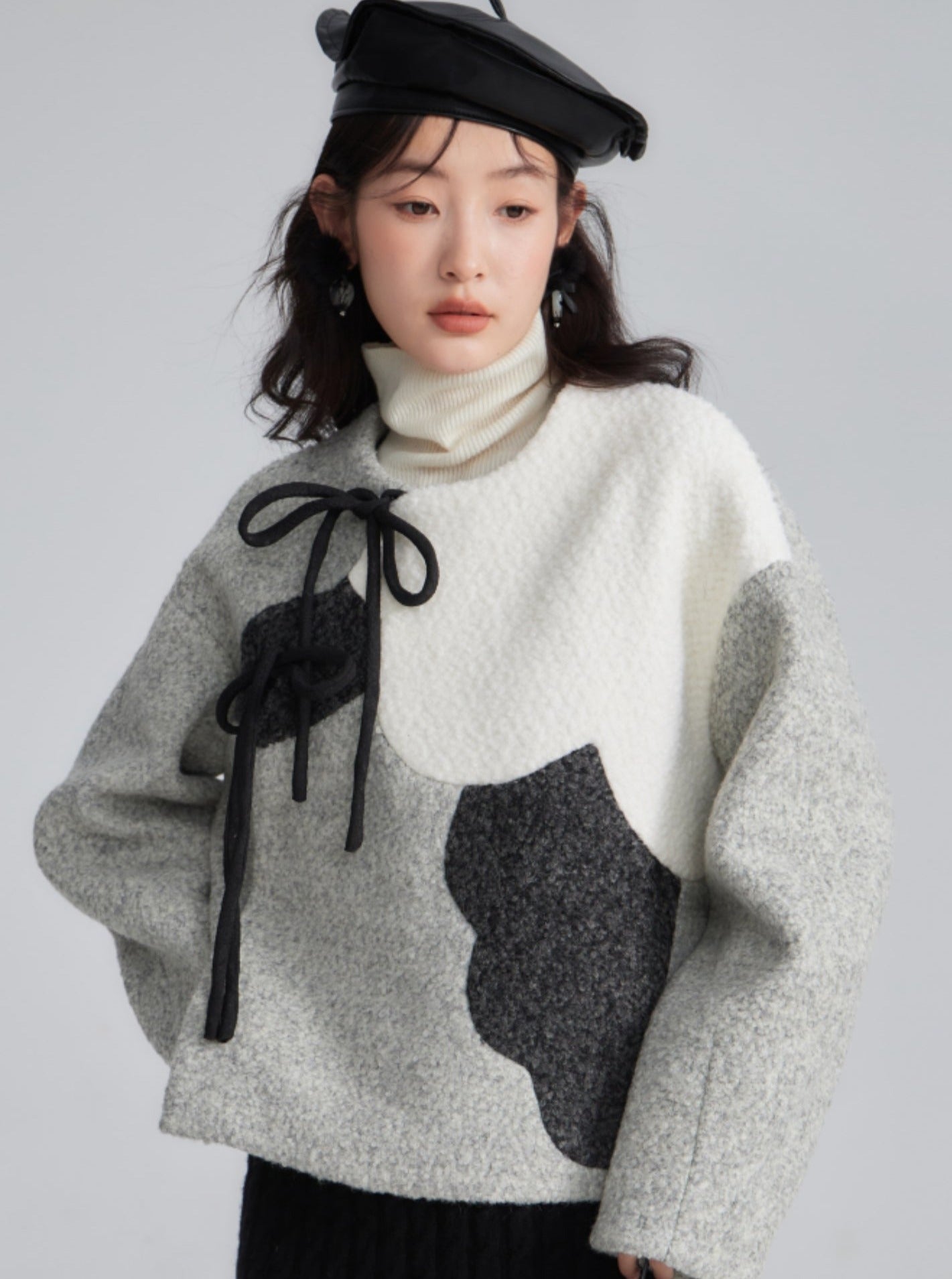 Chinese style woolen top